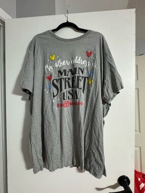 Disney Gray Main Street USA Graphic Tee with Multicolor Mickey Heads